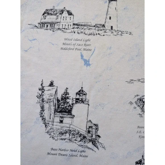 Vintage Maine Lighthouse Shirt Mens Large AOP Single Stitch Fruit of the Loom - Picture 4 of 9